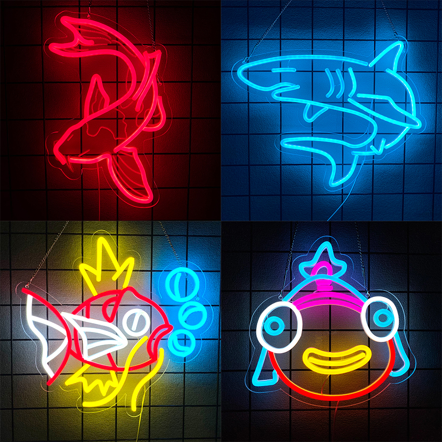 Fish Led Neon Sign, Lucky Koi  - Fishing Equipment Gifts avaliação e preço