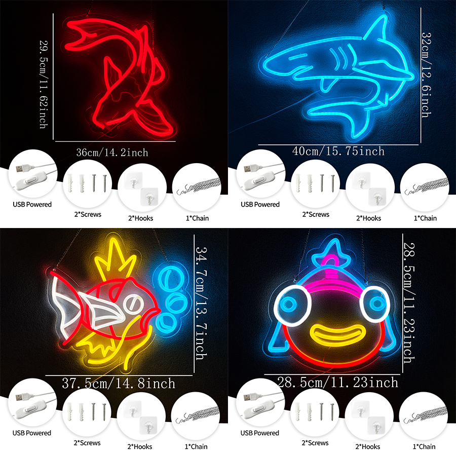 Fish Led Neon Sign, Lucky Koi  - Fishing Equipment Gifts avaliação e preço