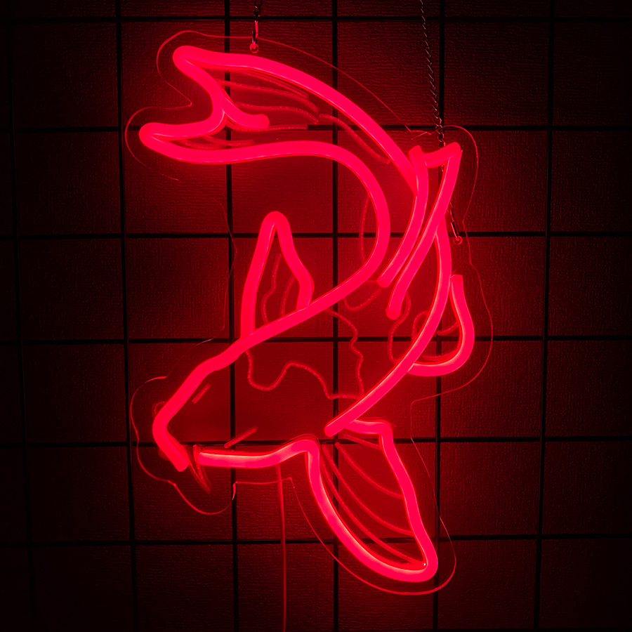 Fish Led Neon Sign, Lucky Koi  - Fishing Equipment Gifts avaliação e preço