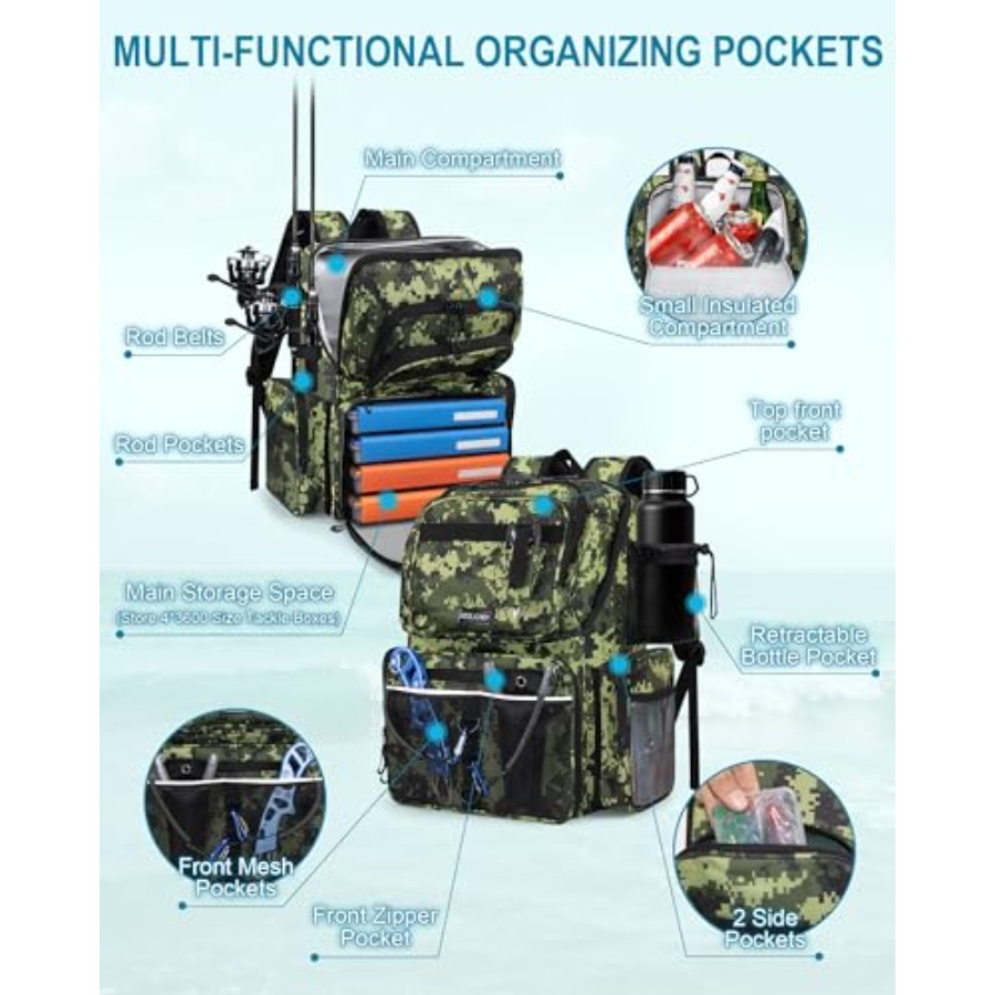 Fishing Backpack with Rod Hold - Fishing Equipment Rod avaliação e preço